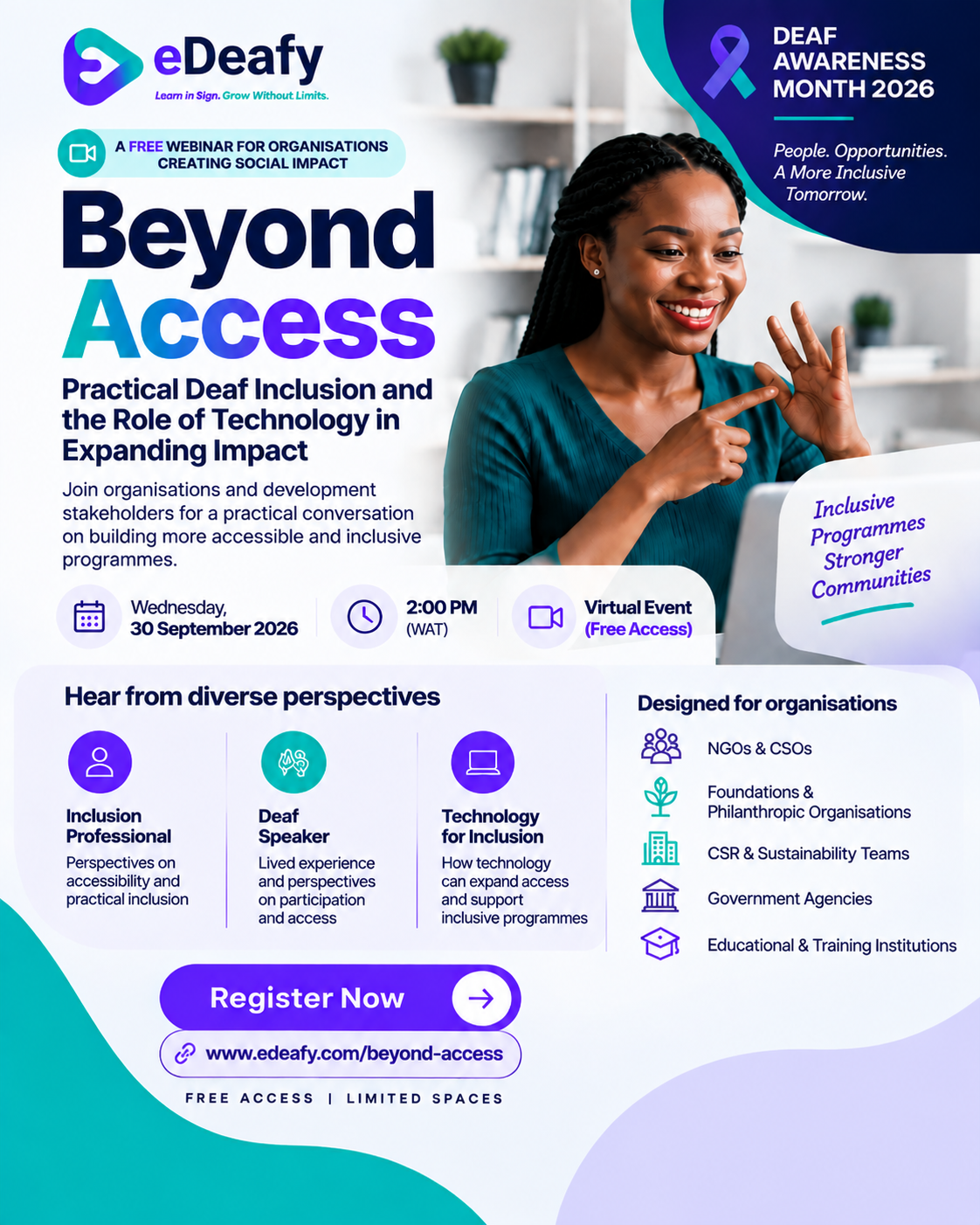 Beyond Access Deaf Awareness Month 2026 event flier